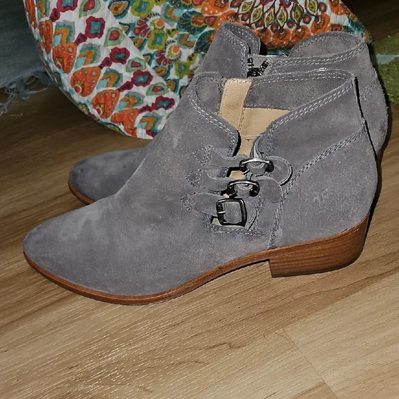 Frye Charcoal Suede Ankle Booties - Picture 3 of 5